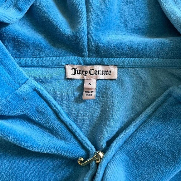 Vintage y2k Juicy Couture blue velour full-zip hoodie Size S - Picture 4 of 5